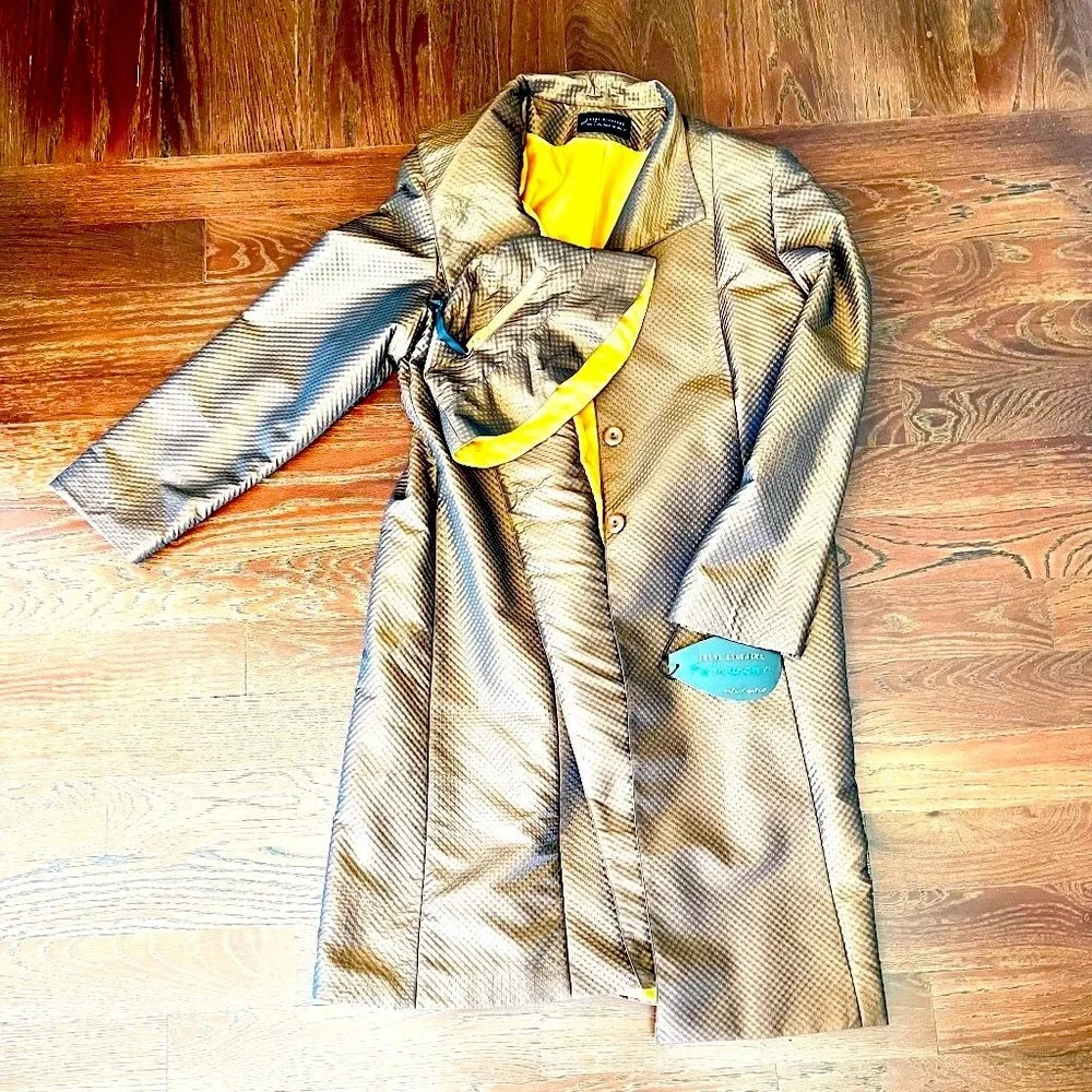 NWT Retro Vintage Rain Jacket Trench Coat with Hat in Brown Size XL / 16 - Picture 2 of 16